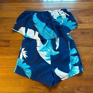 Tropical shorts romper **WITH POCKETS!!!!**
